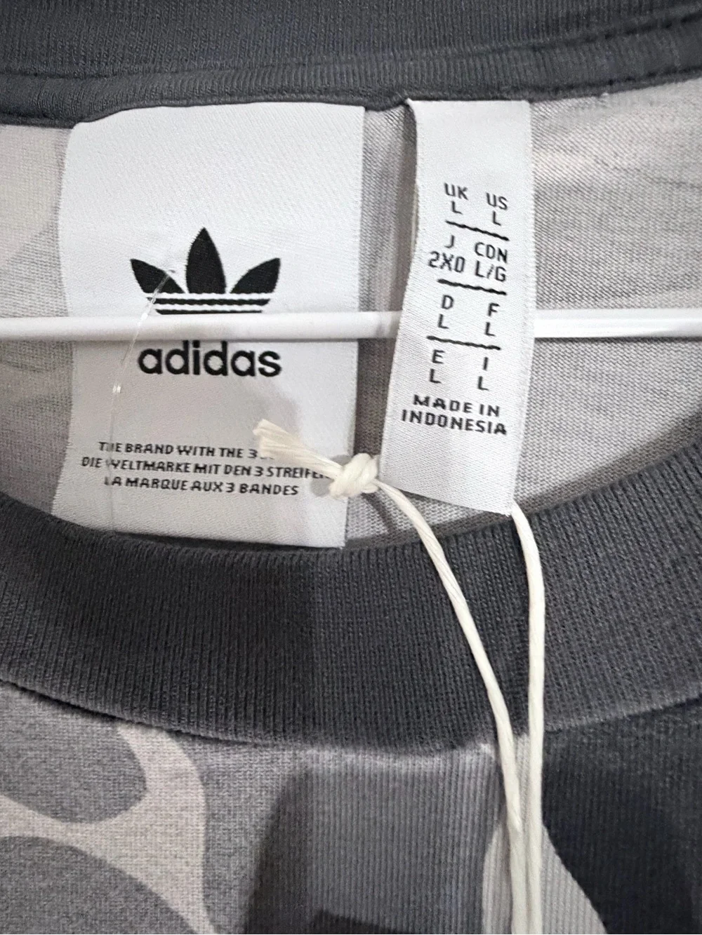 adidas Gray & Black Camo Short Sleeve Tee with Trefoil